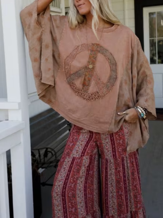 Peace Within Kimono Sleeve Tee Olive