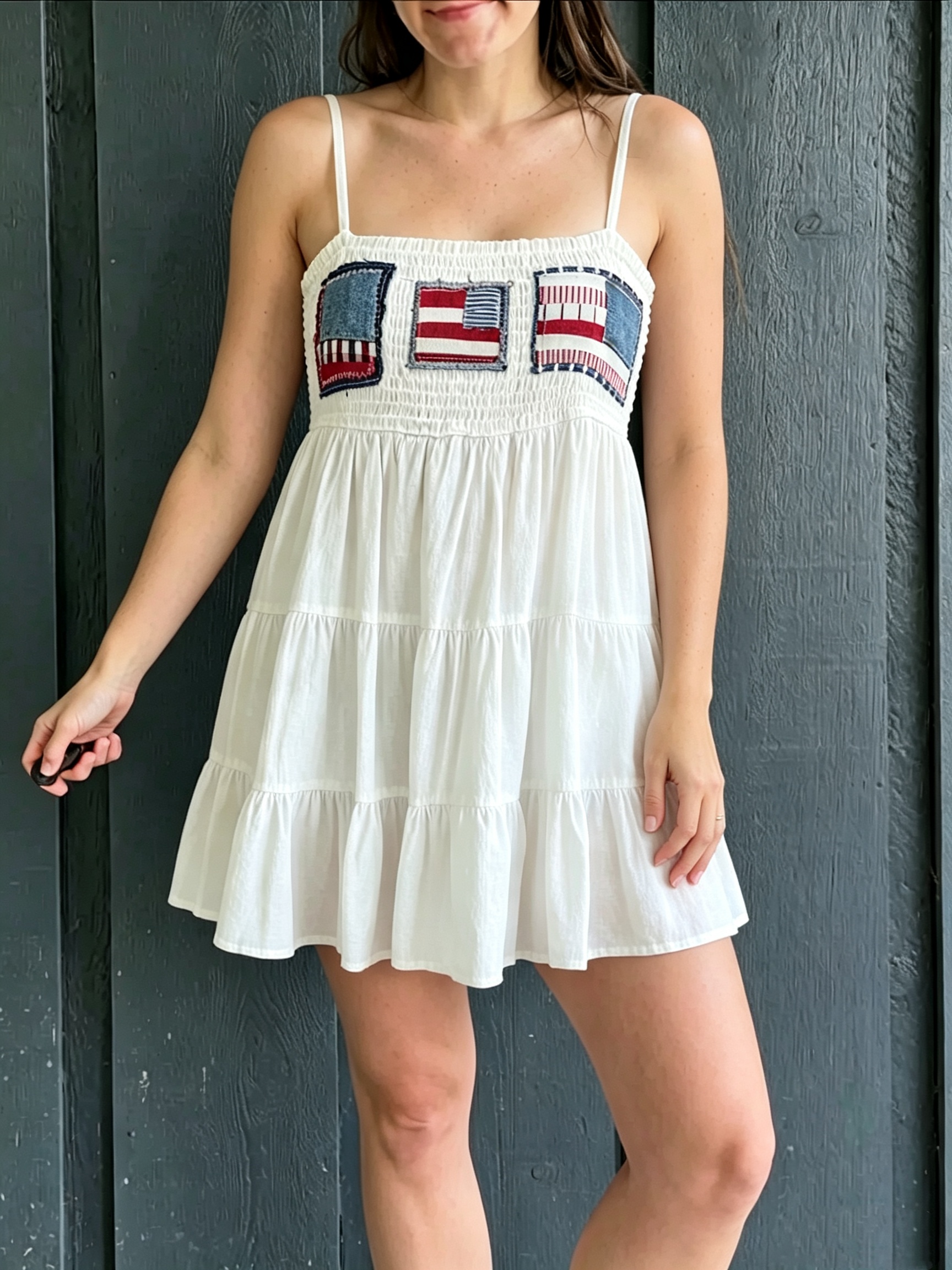 White Tiered Cami Mini Dress