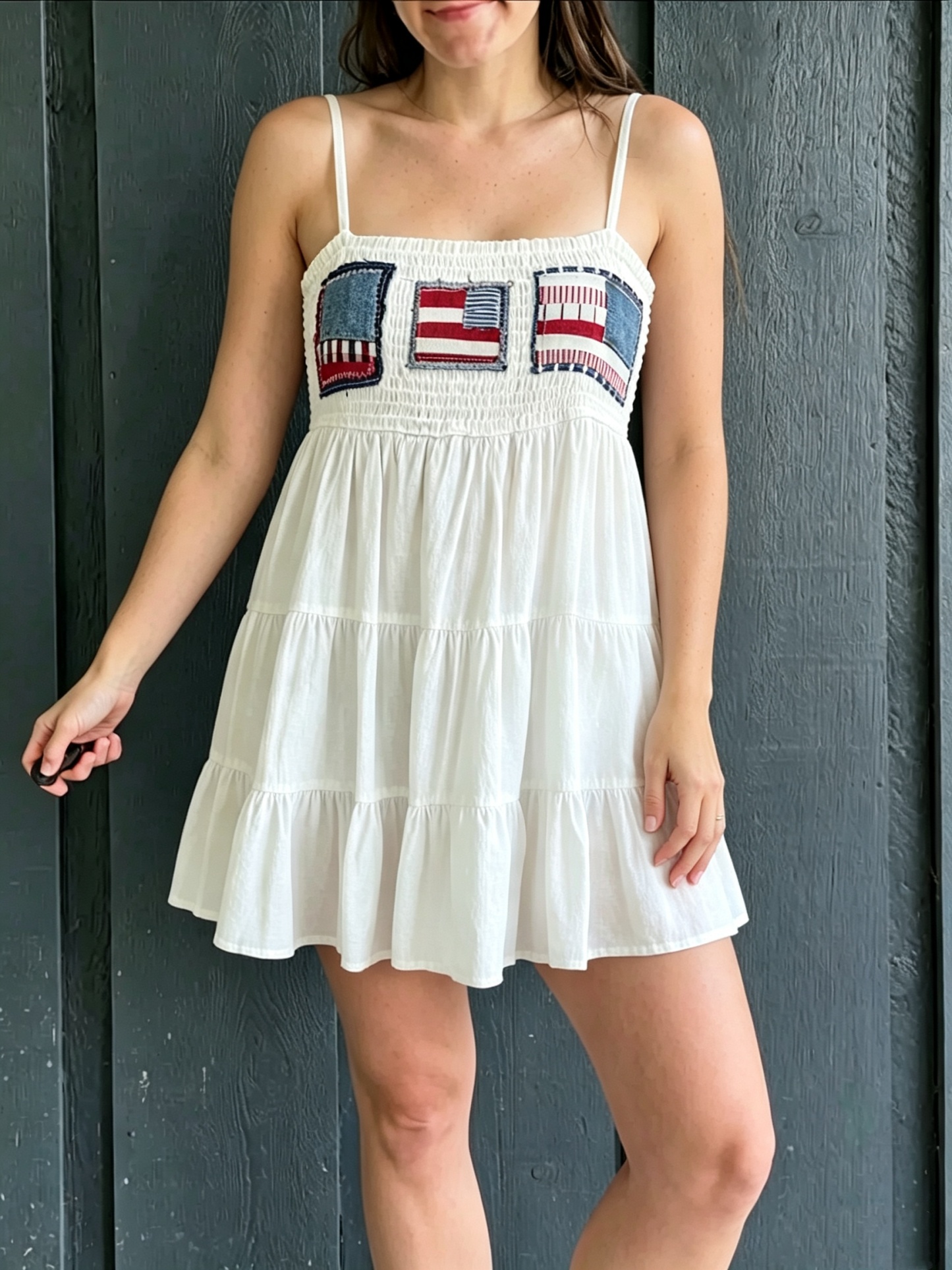 White Tiered Cami Mini Dress