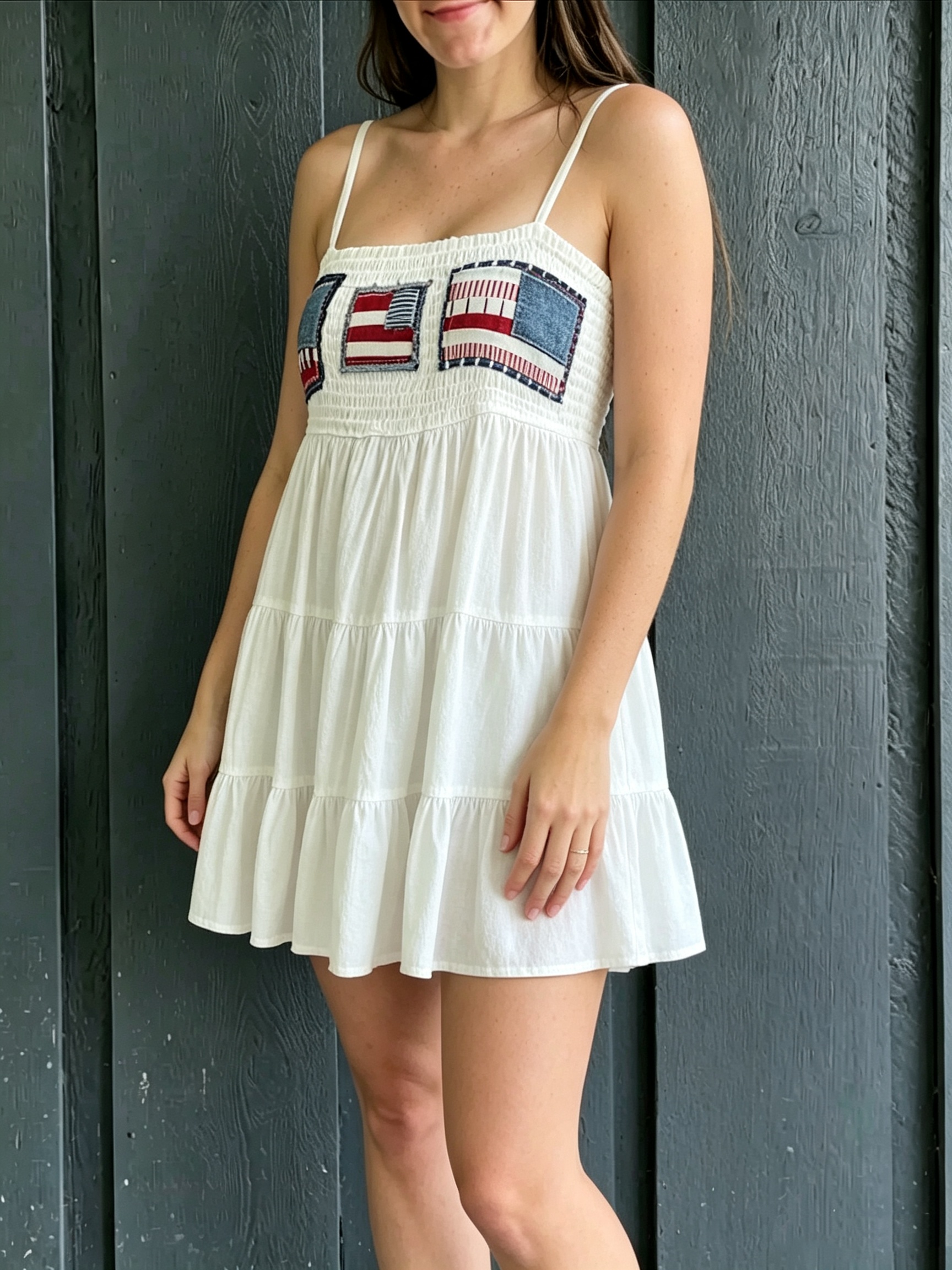 White Tiered Cami Mini Dress