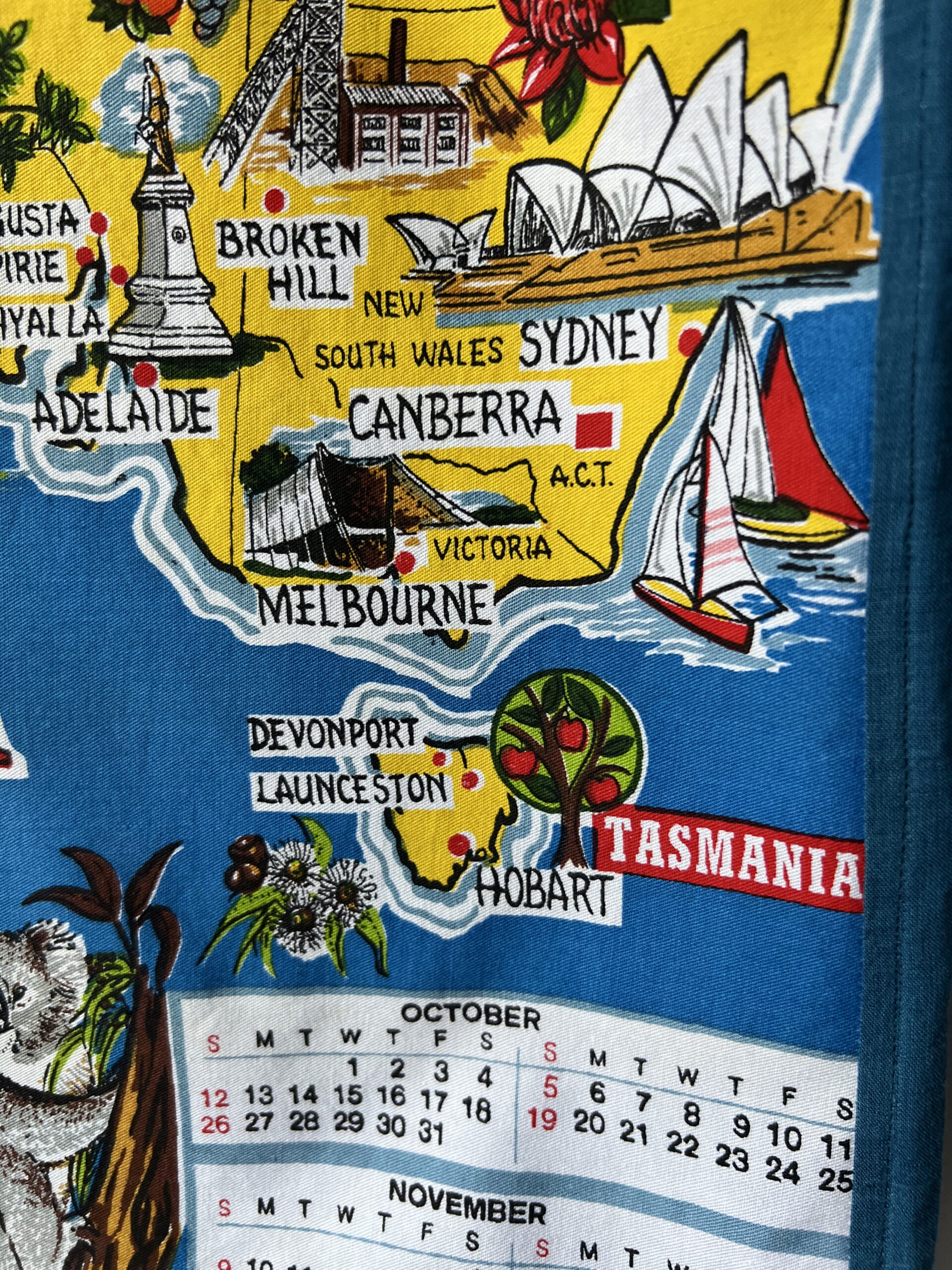 Vintage Australia Map Print Cotton Linen Short Sleeve Shirt