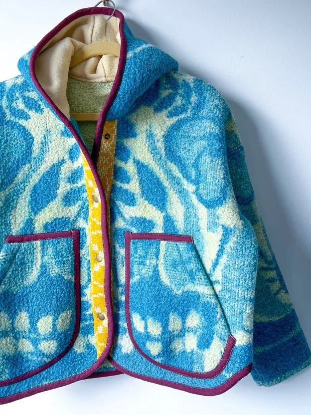 Vintage Floral Jacquard Fleece Hooded Jacket