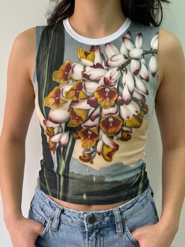 Vintage Botanical Printed Super Crop