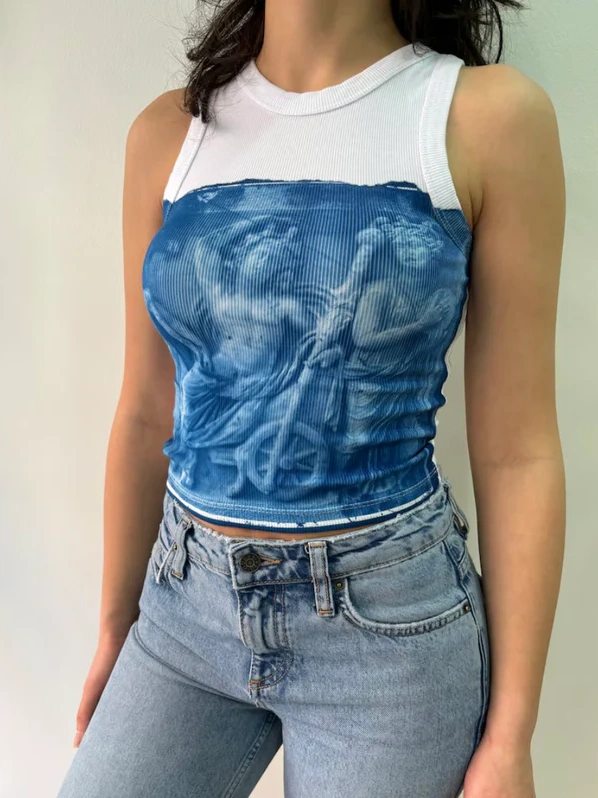Perge Cyanotype Crop Top