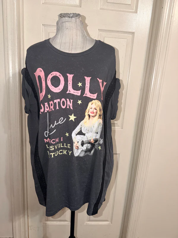 Dolly Parton Double Sided Oversized Distressed Tee
