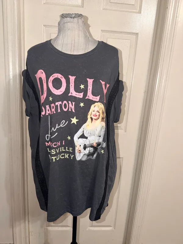 Dolly Parton Double Sided Oversized Distressed Tee