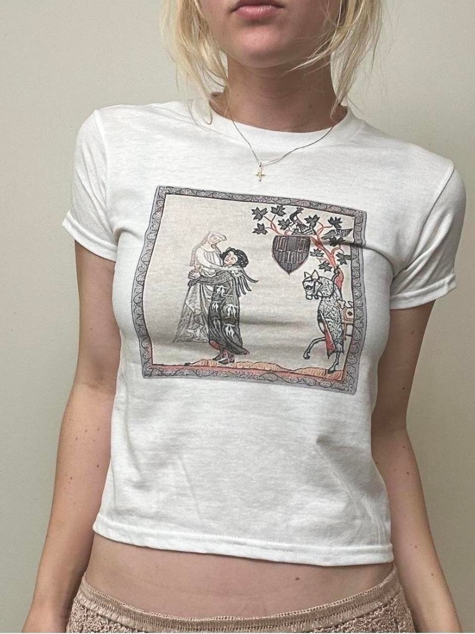 Women's White and Cream T-shirt