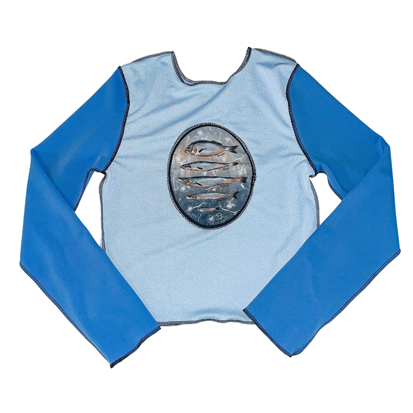 Light blue fish pattern long sleeve
