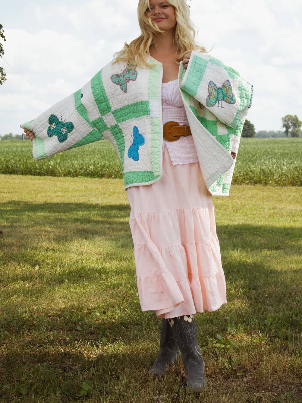 Vintage Butterfly Patchwork Quilted Jacket