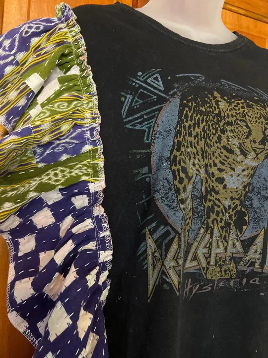 Def Leppard Hysteria kantha ruffle sleeves tee