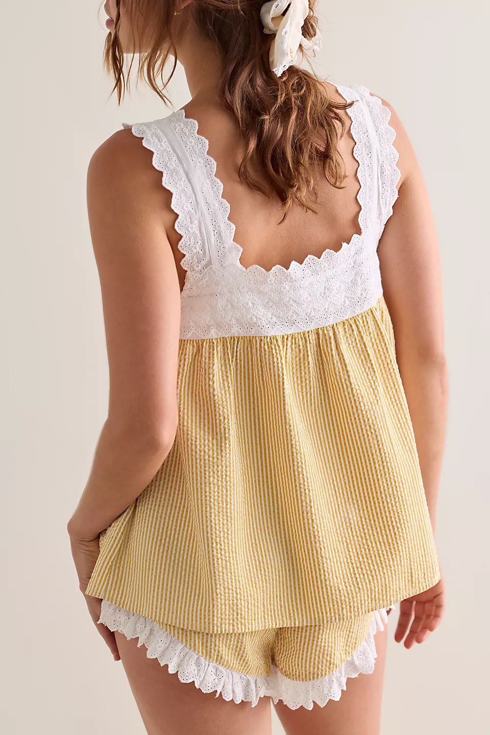 Sunny Striped Lace Two-Piece Outfit