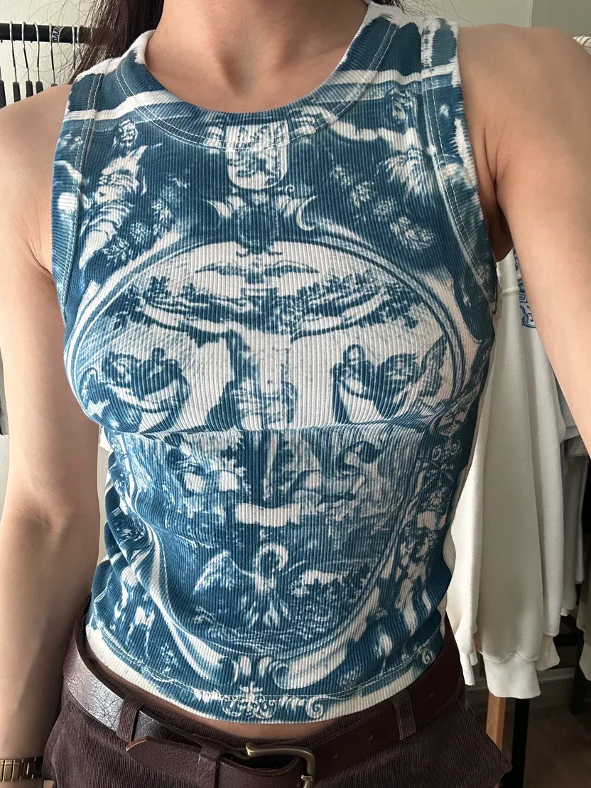 Jesus Cyanotype Crop Top