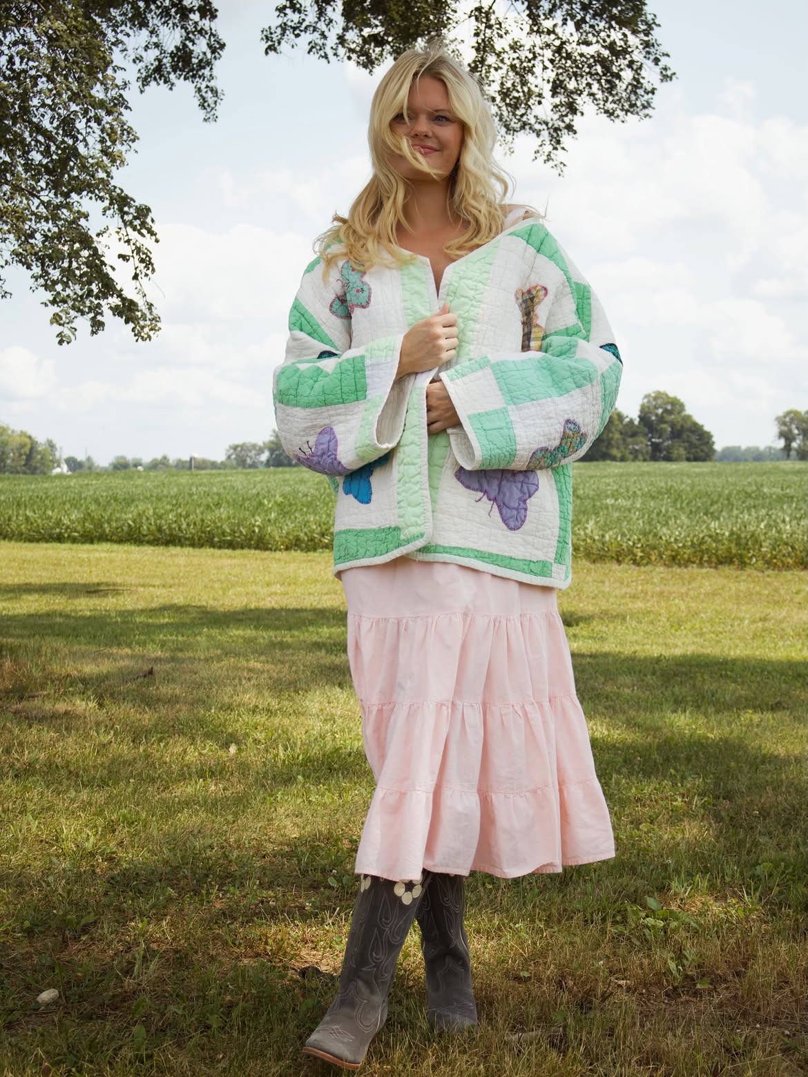 Vintage Butterfly Patchwork Quilted Jacket