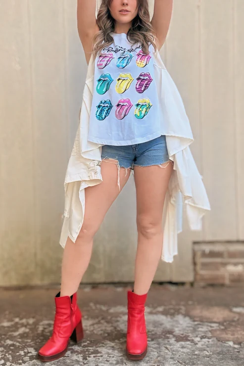 The Rolling Stones Graphic-Print Dolman-Sleeve Tee