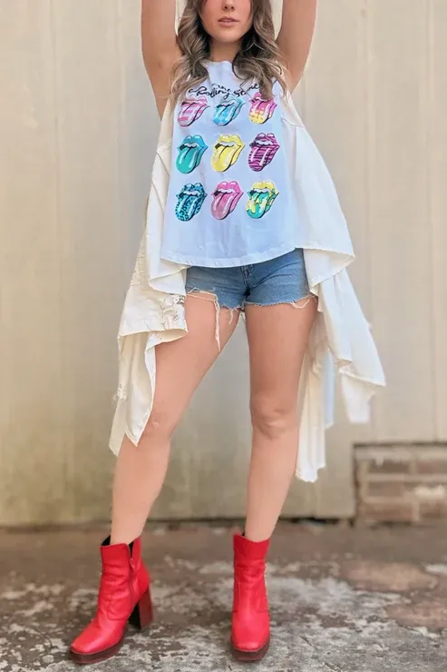 The Rolling Stones Graphic-Print Dolman-Sleeve Tee