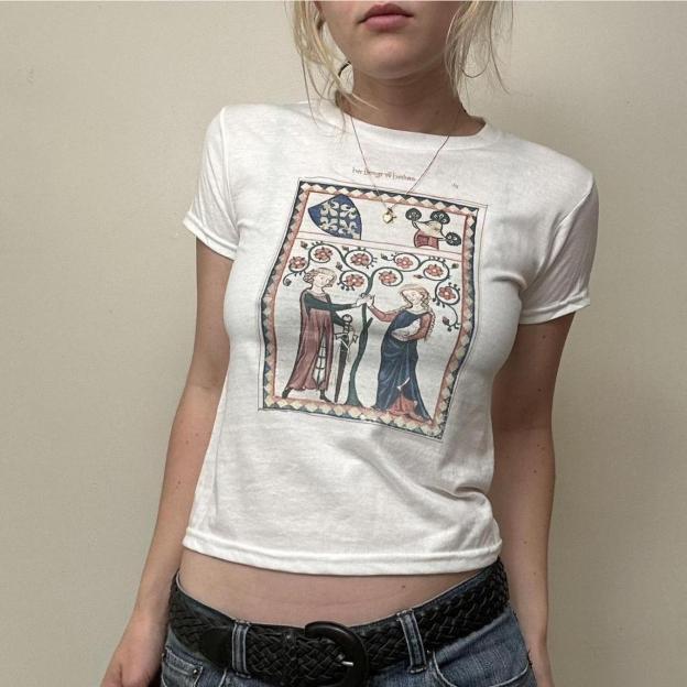 Women's White and Grey T-shirt