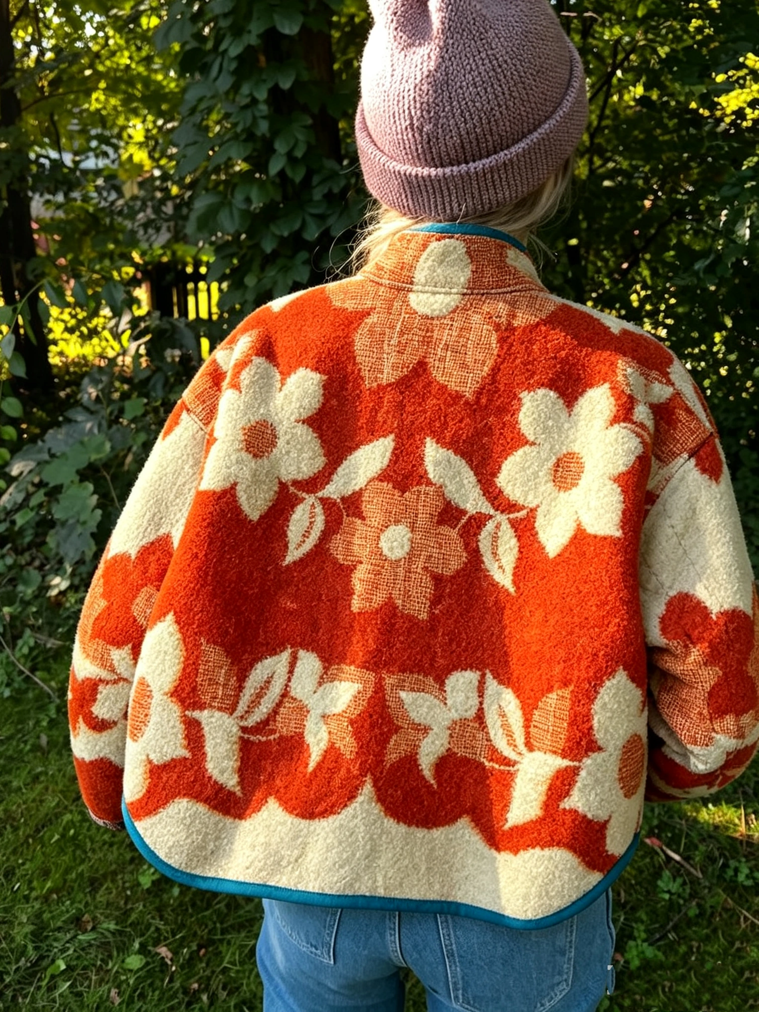 Vintage Floral Wool Blend Cropped Jacket