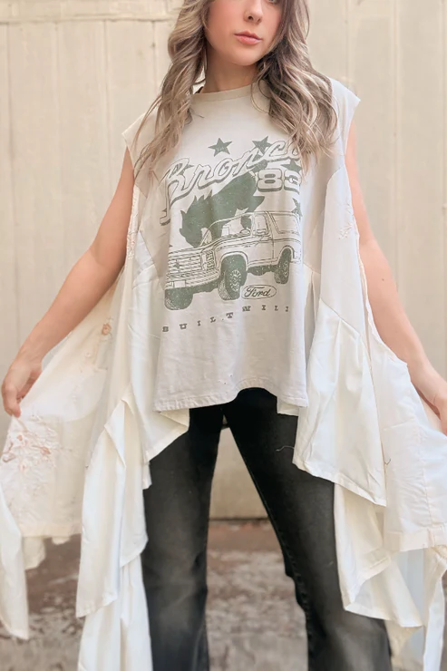 Bronco Graphic Print Dolman-Sleeve Tee