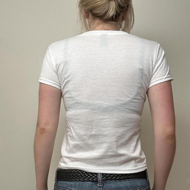 Women's White and Grey T-shirt