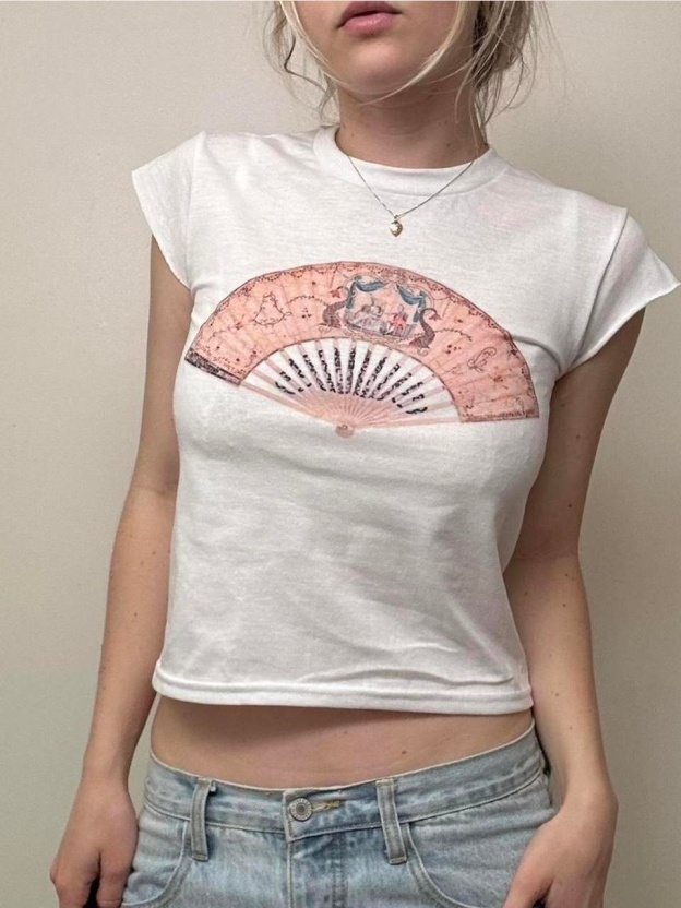 Women's White and Pink Shirt