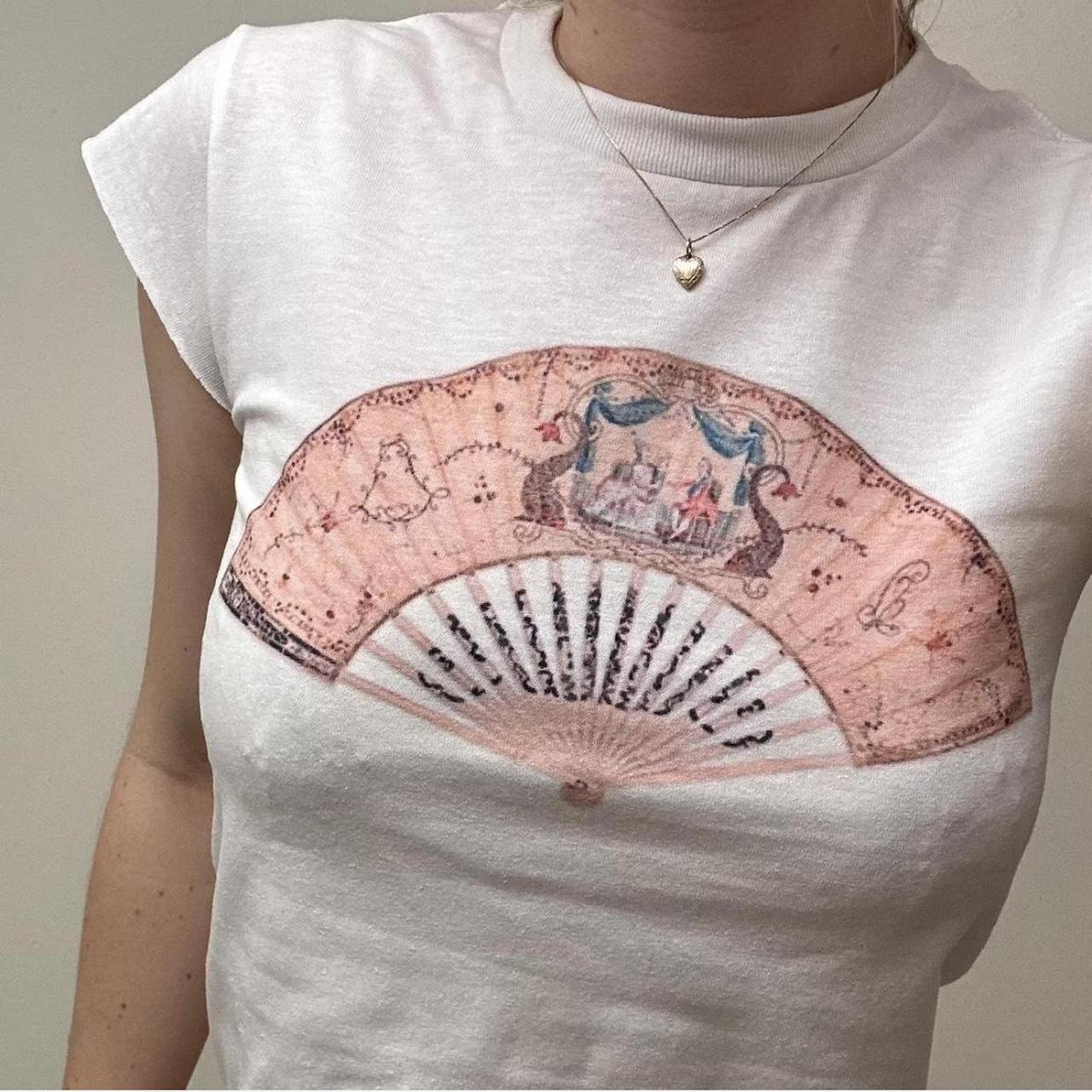 Women's White and Pink Shirt