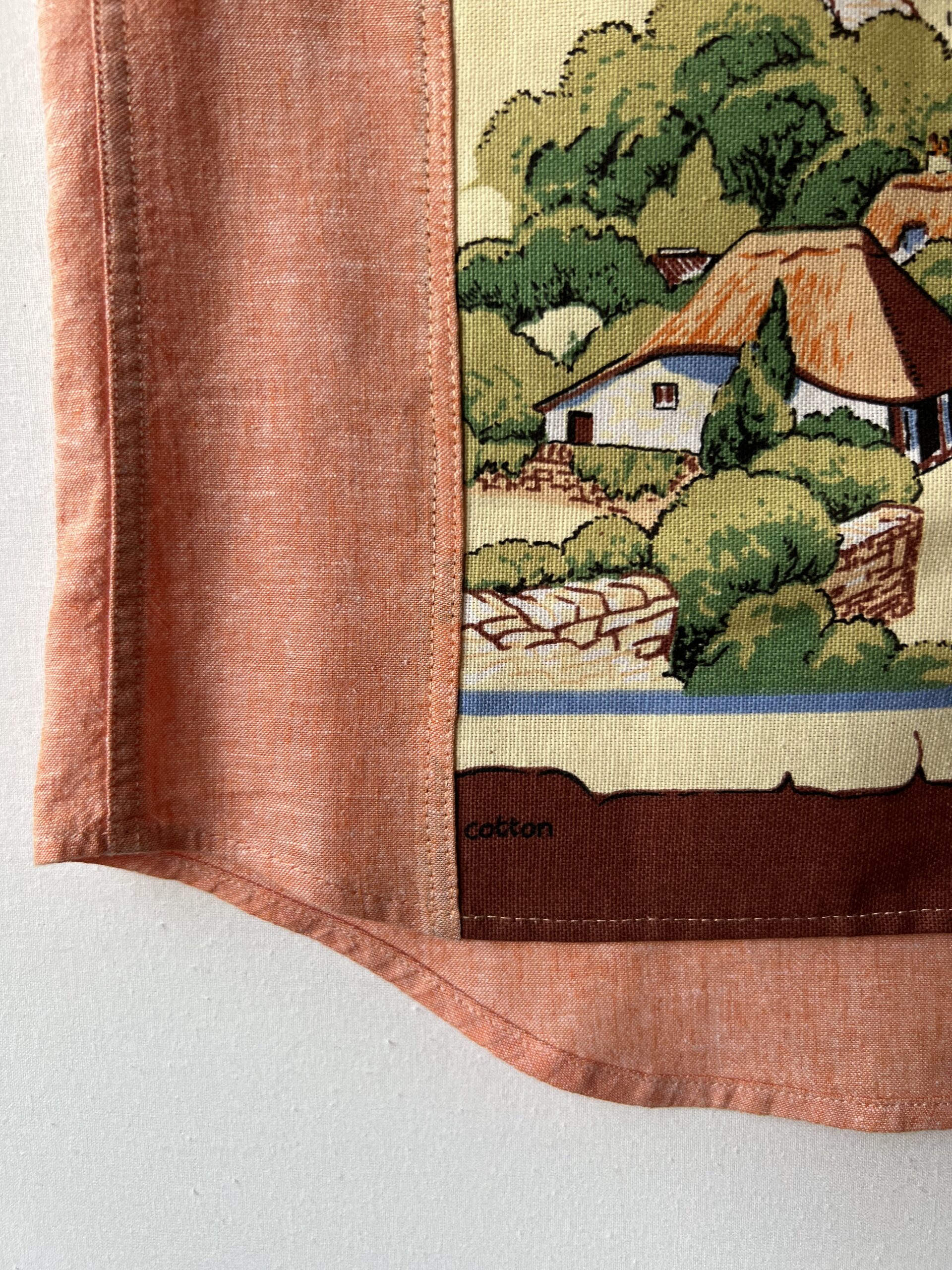 Vintage Devon Village Landscape Cotton Linen Short Sleeve Shirt