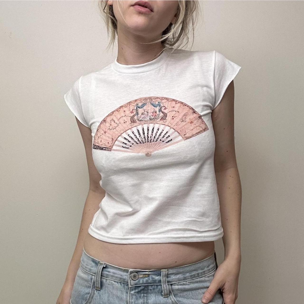 Women's White and Pink Shirt