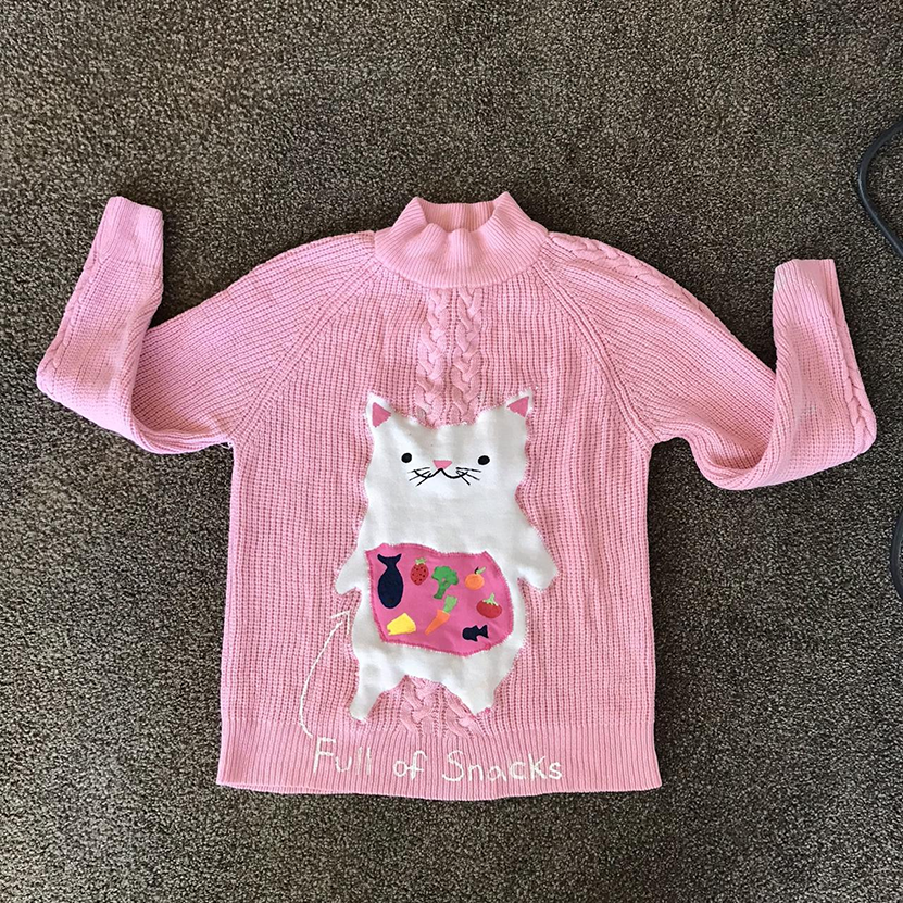 Printed long-sleeved top