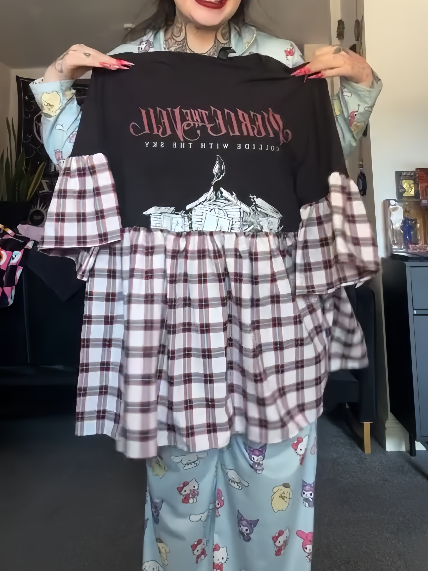 Punk Rock Band Plaid Ruffle Babydoll Dress