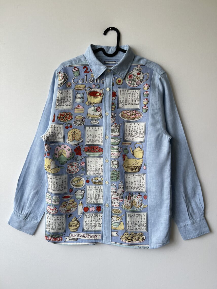 Vintage Afternoon Tea Calendar Cotton Linen Long Sleeve Shirt