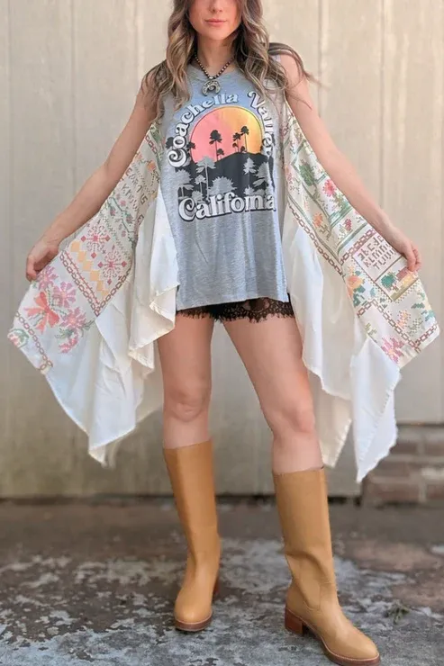 Coachella-Print Dolman-Sleeve Tee