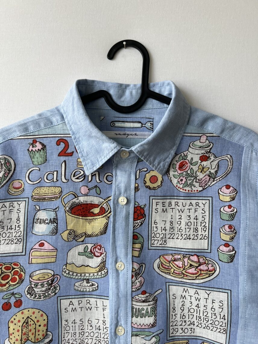 Vintage Afternoon Tea Calendar Cotton Linen Long Sleeve Shirt