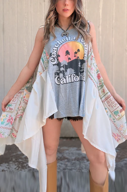 Coachella-Print Dolman-Sleeve Tee
