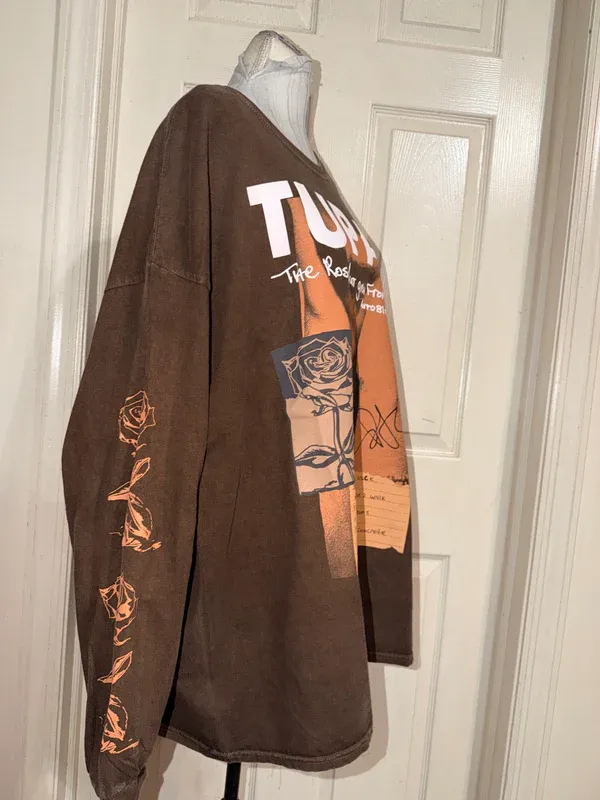 Tupac Oversized Distressed Long Sleeve Tee