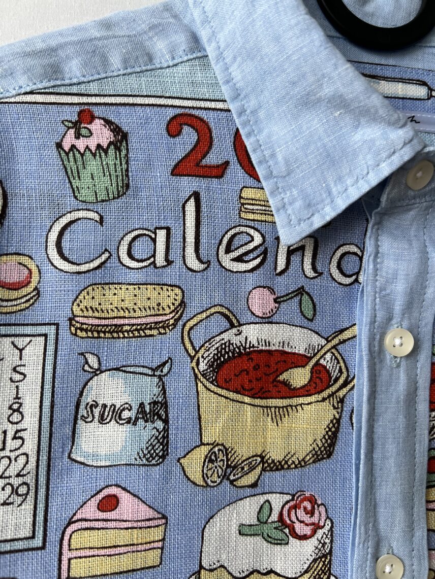 Vintage Afternoon Tea Calendar Cotton Linen Long Sleeve Shirt
