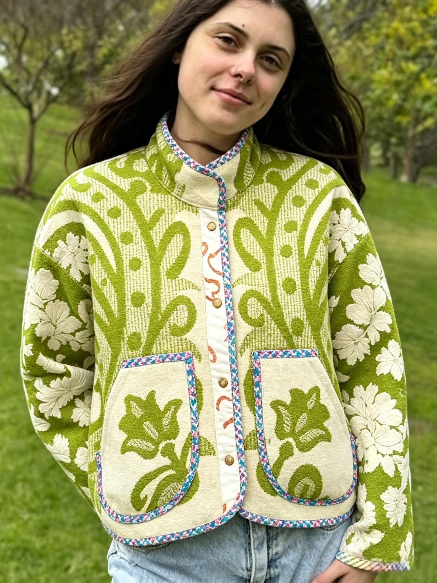 Vintage Green Floral Jacket