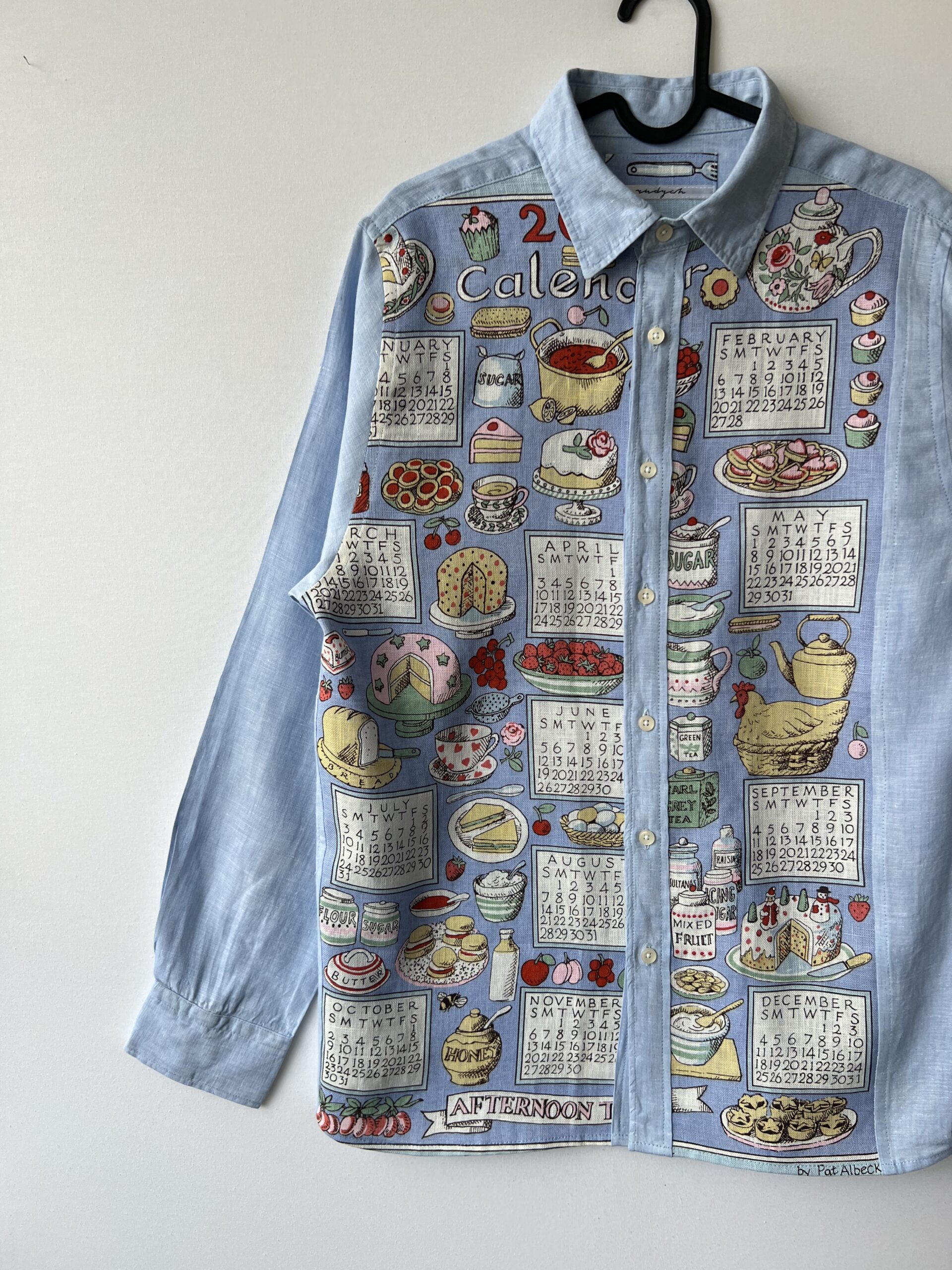 Vintage Afternoon Tea Calendar Cotton Linen Long Sleeve Shirt