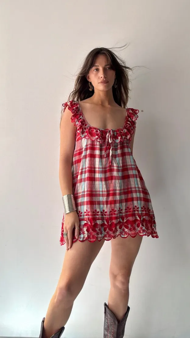 Free People Plaid Red Dress