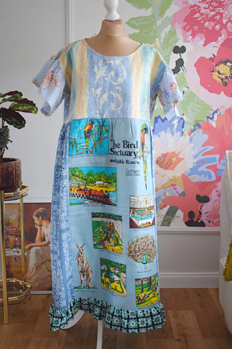 Australian Wildlife Patchwork Maxi Dress
