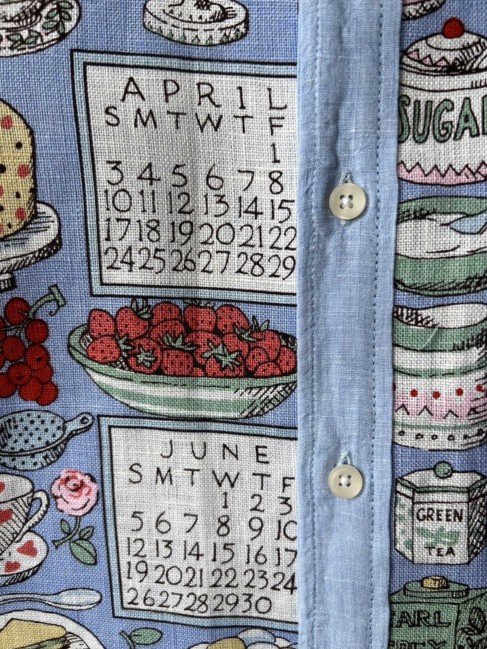Vintage Afternoon Tea Calendar Cotton Linen Long Sleeve Shirt