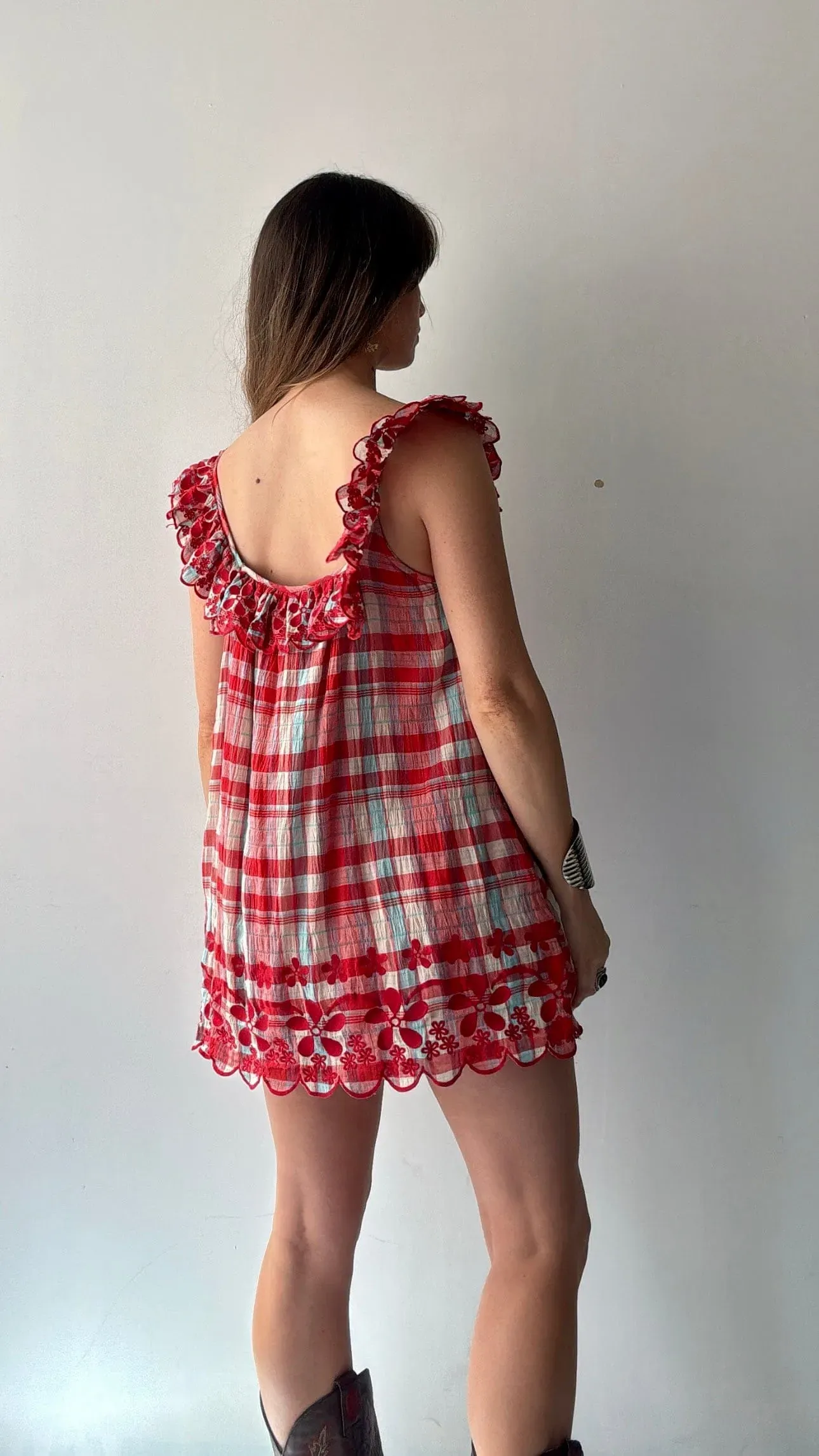 Free People Plaid Red Dress