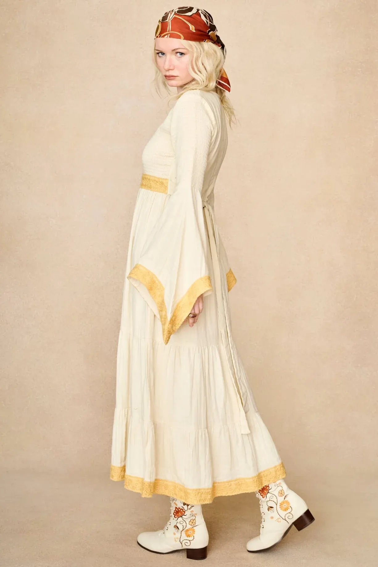 Reverie Cream Lace Trim Maxi Dress
