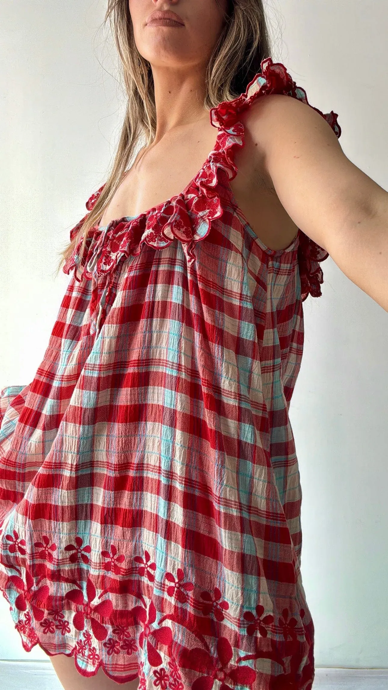 Free People Plaid Red Dress