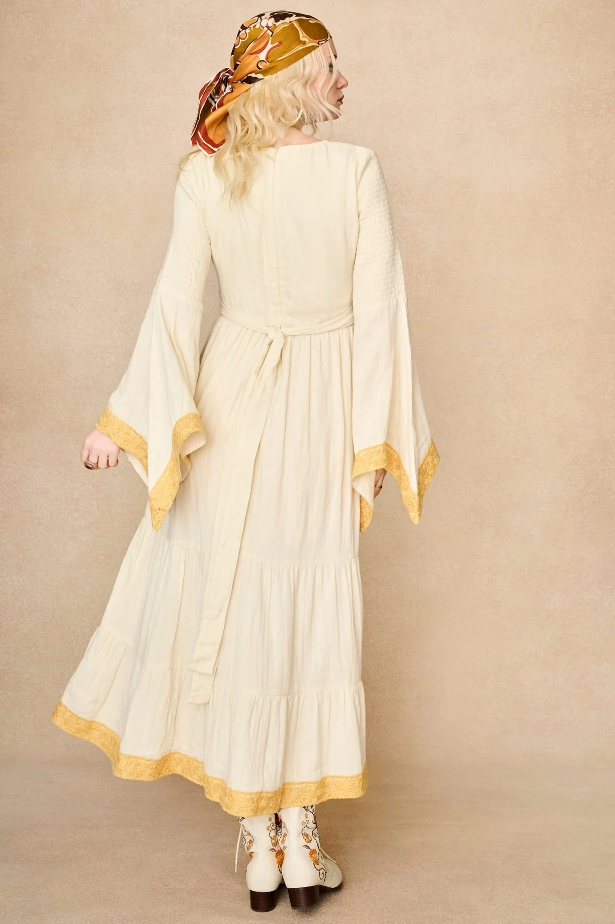 Reverie Cream Lace Trim Maxi Dress