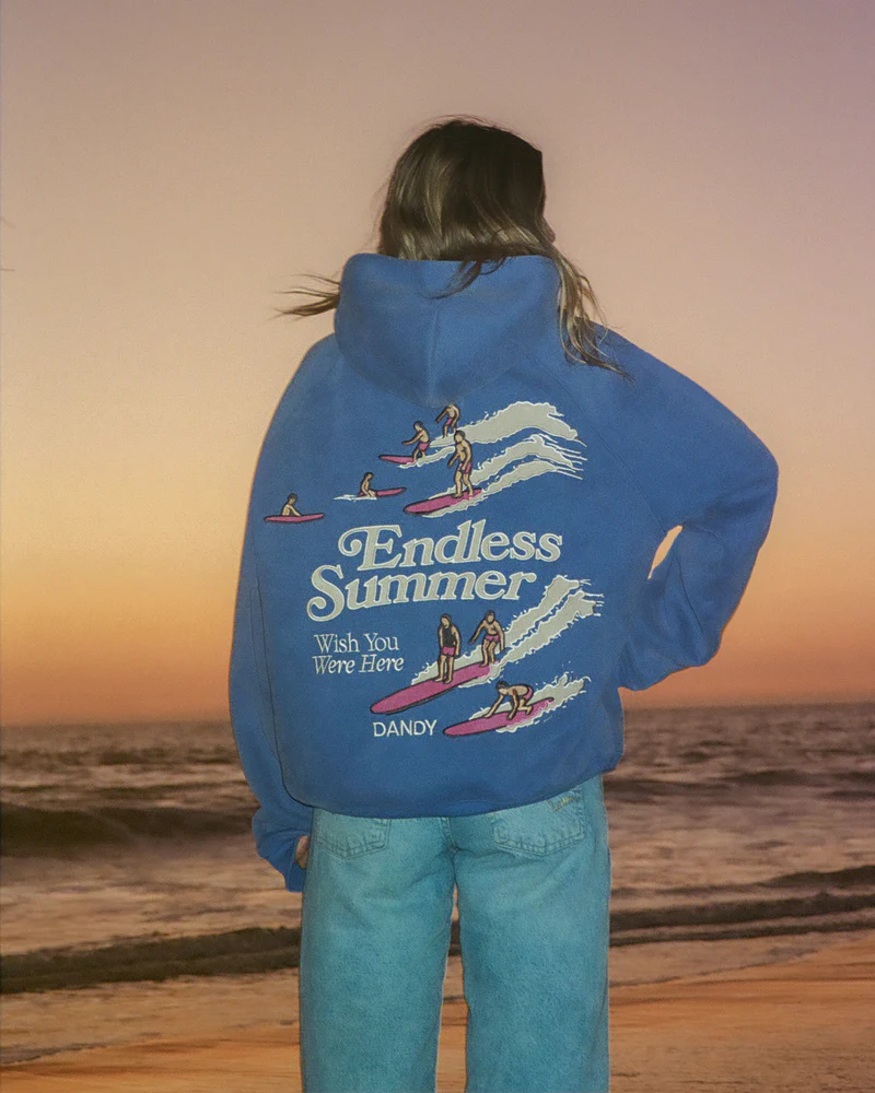 'Endless Summer' vintage washed blue hoodie