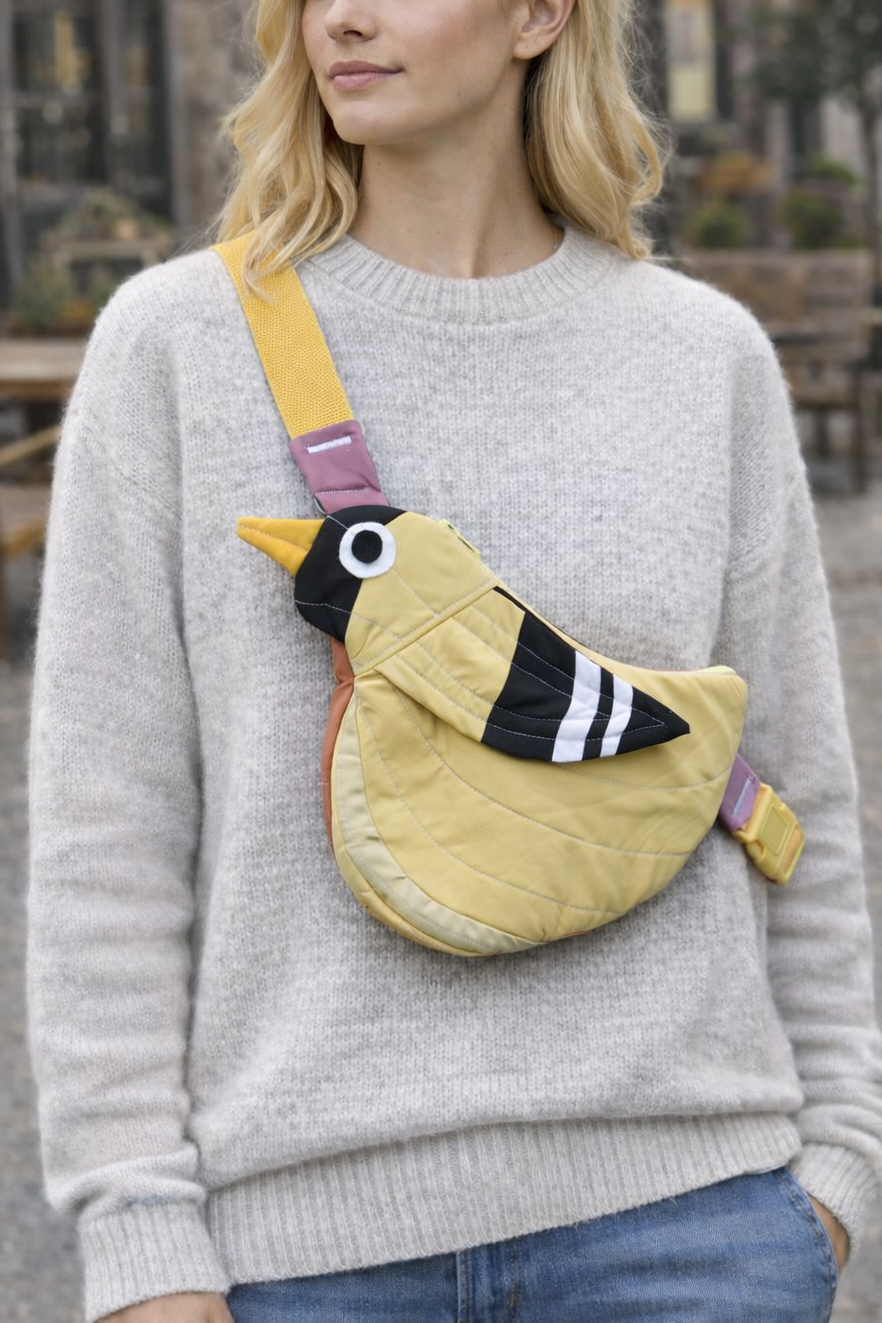 Pre-Order | Handcrafted-Fly Away Crossbody Bird Bag- Goldfinch
