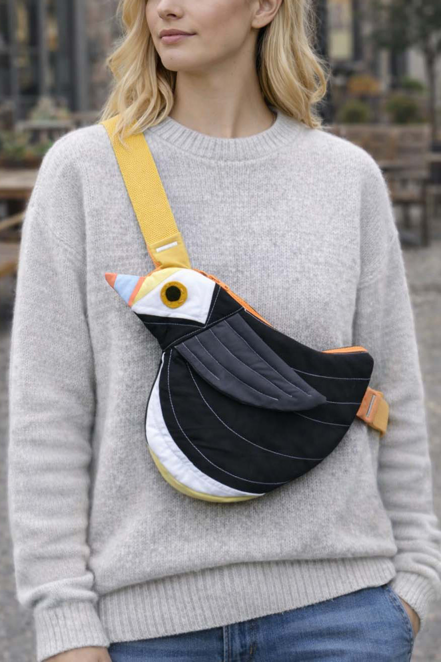 Pre-Order | Handcrafted-Fly Away Crossbody Bird Bag - Puffin