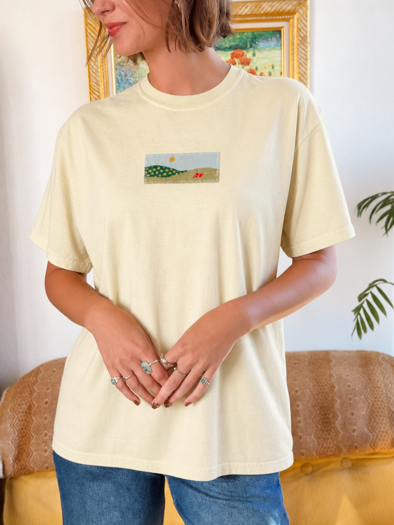 Cream Landscape Patch Crew Neck Tee