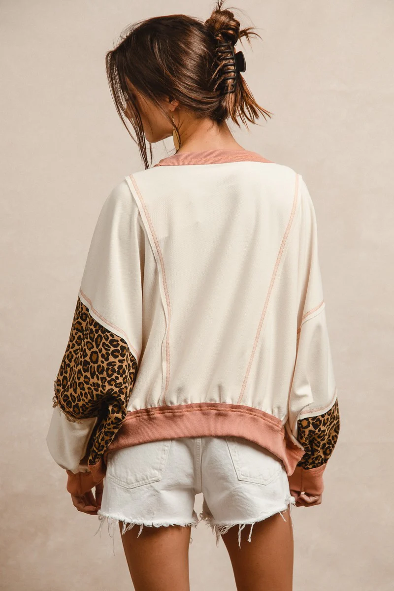 Leopard print and star patch mix and match top