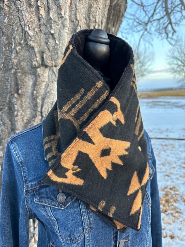 Western Black Aztec Warm Neck Hood